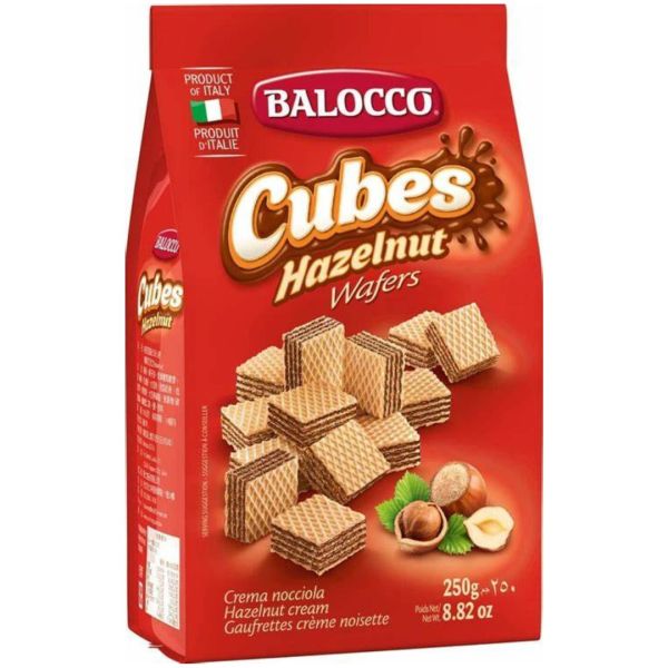 Balocco Hazelnut Wafer Cubes – 250 g