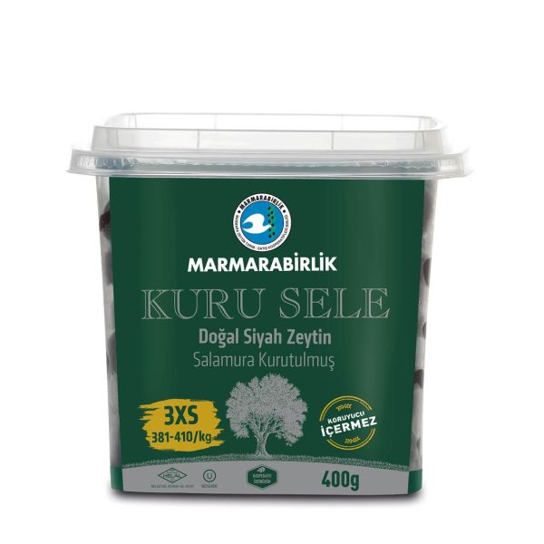 Marmarabirlik Dry-Cured Olives 3XS (Green Pet) – 400 g