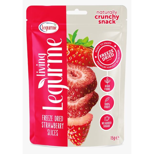 Legurma Freeze Dried Strawberry Slices - High Fibre, No Added Sugar, 100% Fruit - 15g