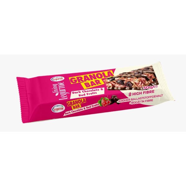 Legurme Granola Bar Dark Chocolate and Red Fruits High Fibre Healthy Snack - 30g 