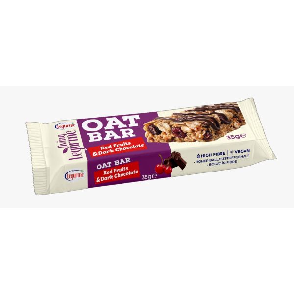Legurme Oat Bar Red Fruits & Dark Chocolate - High Fibre & Vegan Healthy Snack - 35g 