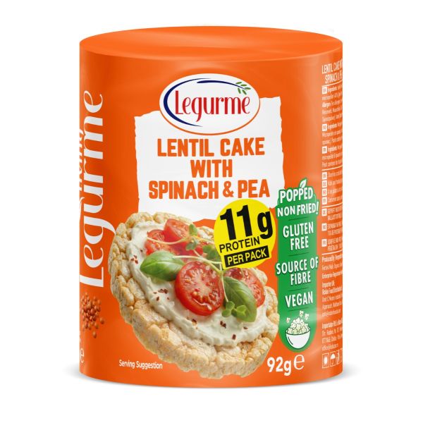 Legurme Lentil Cake with Spinach & Pea - Popped | Non Fried | Vegan | Gluten Free | Source of Fibre | 92g