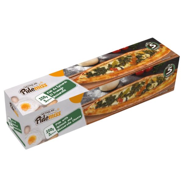 Pidemiss Spinach & Mozzarella Frozen Pide – 3 Pieces (150 g)