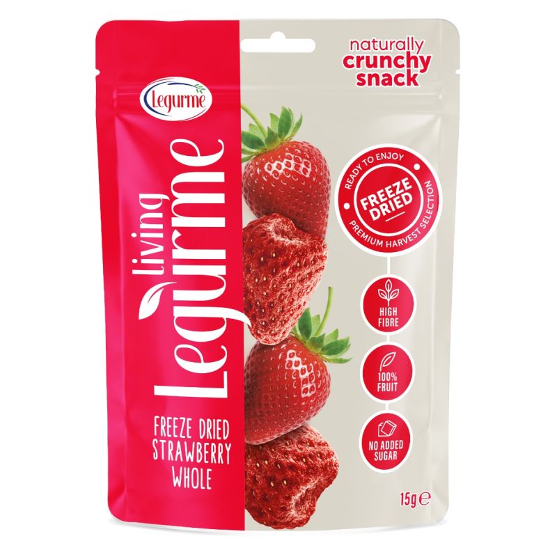 Legurme Freeze Dried Strawberry (Whole) - High Fibre, No Added Sugar, 100% Fruit - 15g