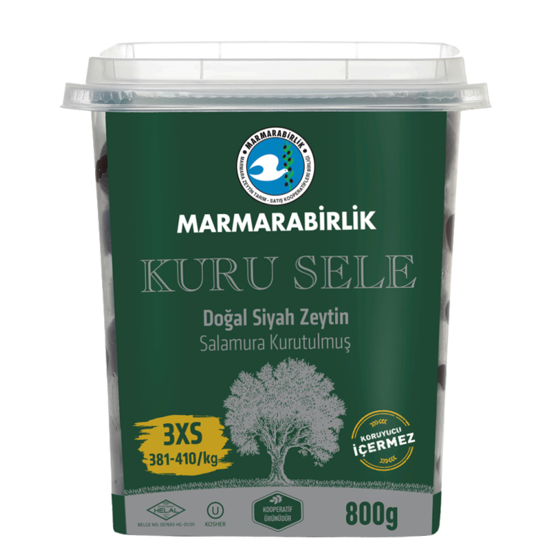 Marmarabirlik Dry-Cured Olives 3XS (Green PET) – 800 g