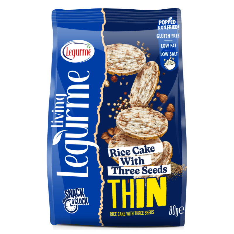 Legurme Rice Cake With Three Seeds (Buckwheat, Chia, Quinoa) | Popped, Non-Fried | Gluten Free | Low Fat, Low Salt
