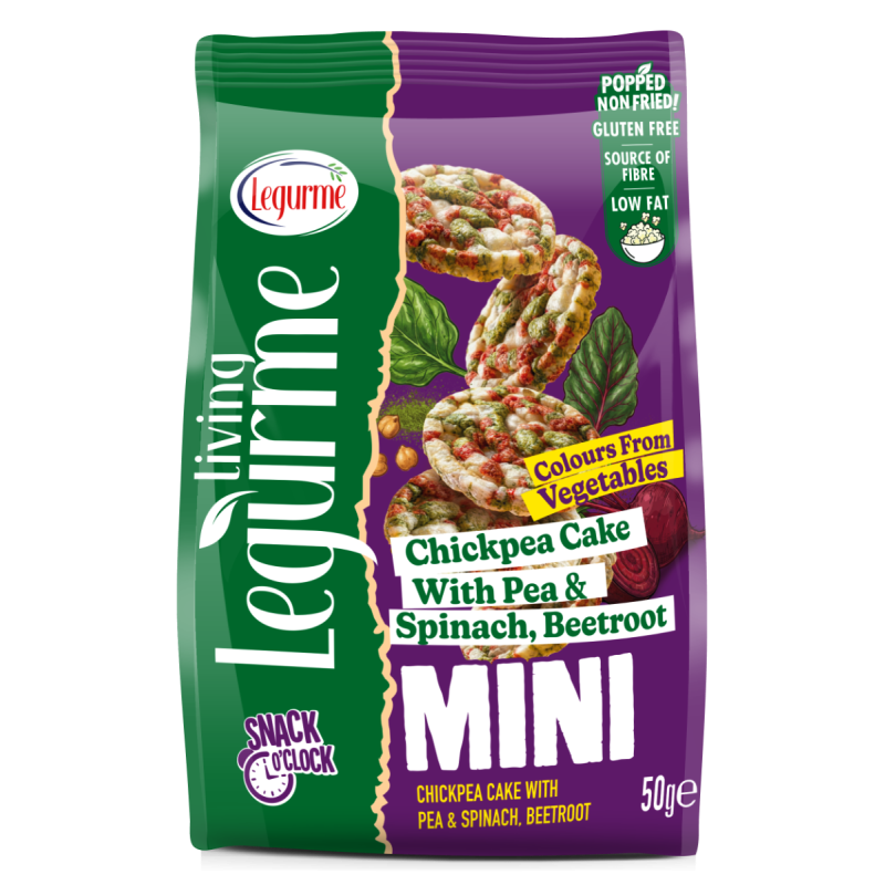 Legurme Mini Chickpea Cake with Pea, Spinach & Beetroot - Popped | Non Fried | Gluten Free | Low Fat | 50g