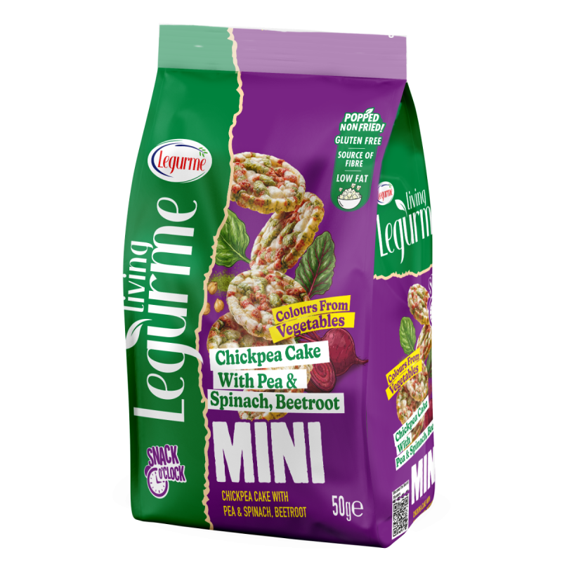 Legurme Mini Chickpea Cake with Pea, Spinach & Beetroot - Popped | Non Fried | Gluten Free | Low Fat | 50g