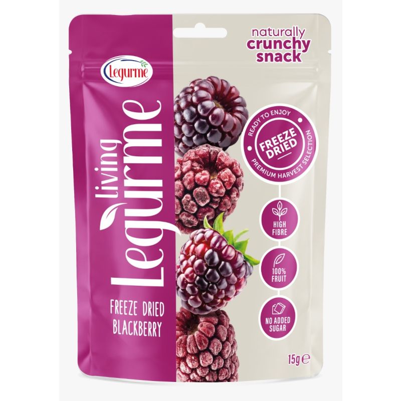 Legurma Freeze Dried Blackberry Whole - High Fibre, No Added Sugar, 100% Fruit - 15g
