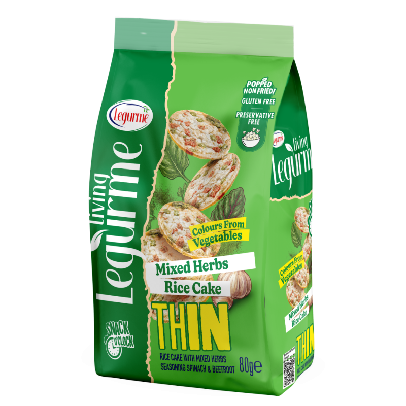 Legurme Thin Rice Cake With Mixed Herbs, Seasoning Spinach & Beetroot - Popped | Non Fried | Gluten Free | Preservative Free | 80g
