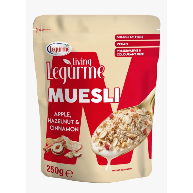 Legurme Muesli Apple, Hazelnut & Cinnamon - Source of Fibre, Vegan, Preservative & Colourant Free - 250g