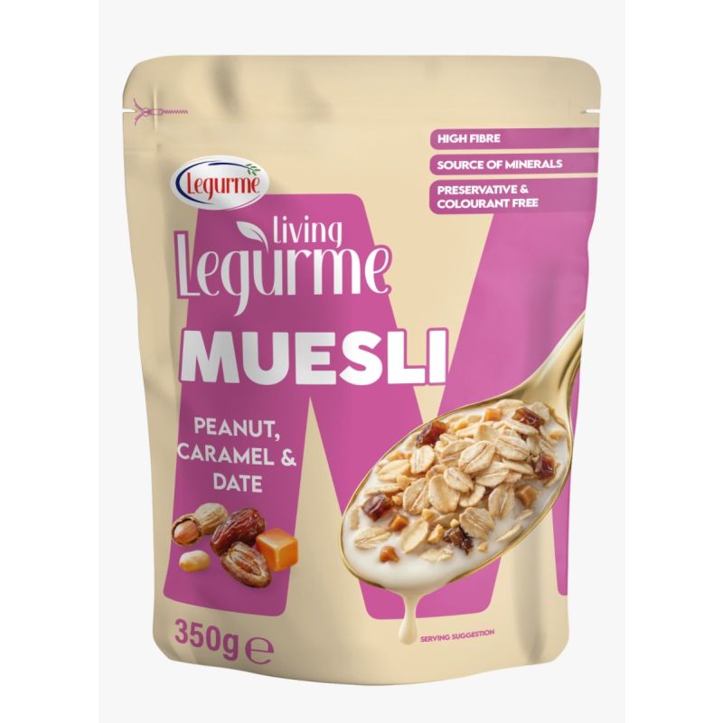 Legurme Muesli Peanut, Caramel & Date - High Fibre, Source of Minerals, Preservative & Colourant Free - 350g