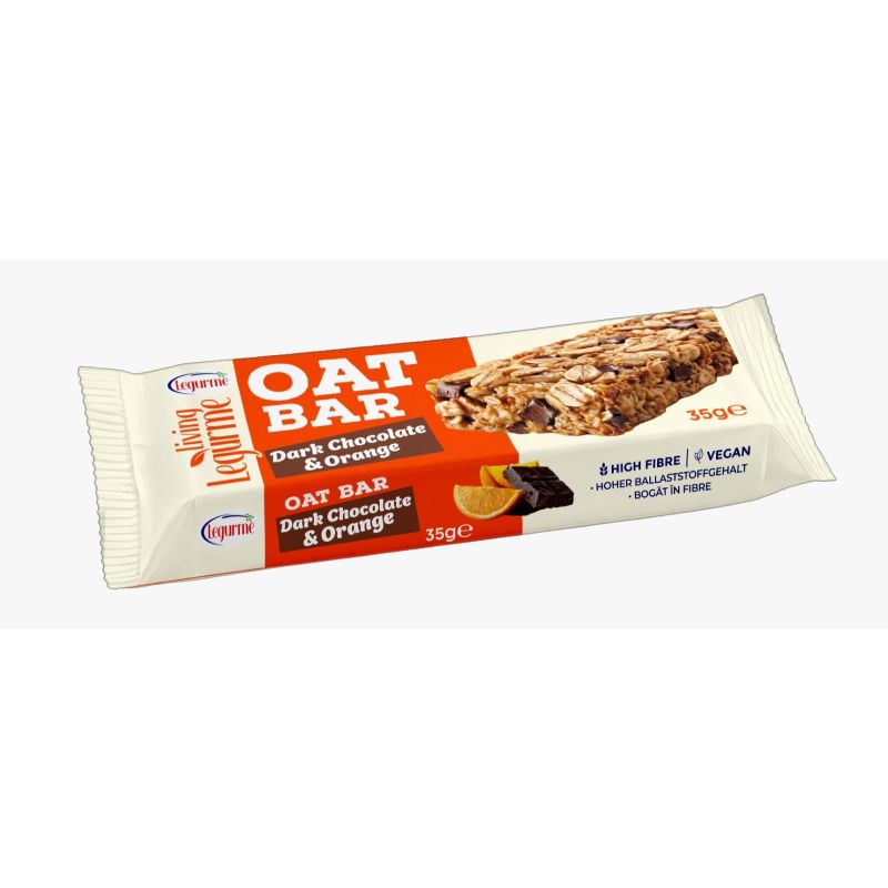 Legurme Oat Bar Dark Chocolate & Orange - High Fibre & Vegan Healthy Snack - 35g