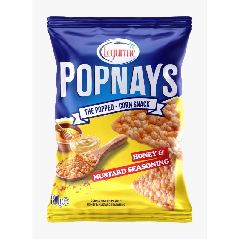 Legurme Popnays Honey & Mustard Corn/Rice Chips (Triangle Shape)| The Popped Corn Snack | 80g
