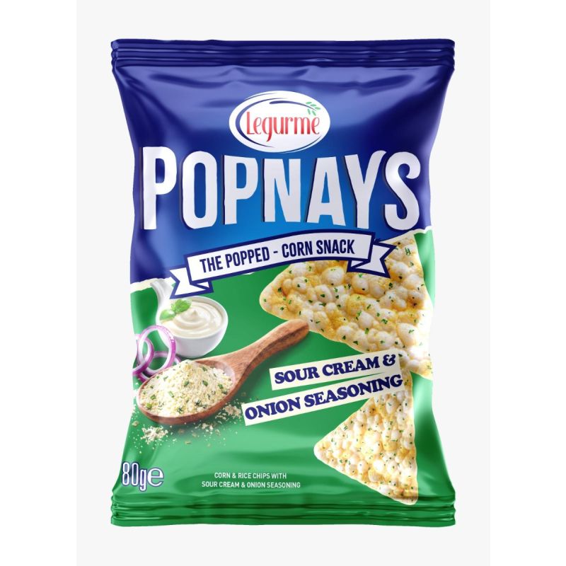 Legurme Popnays Sour Cream & Onion Corn/Rice Chips (Triangle Shape) | The Popped Corn Snack | 80g