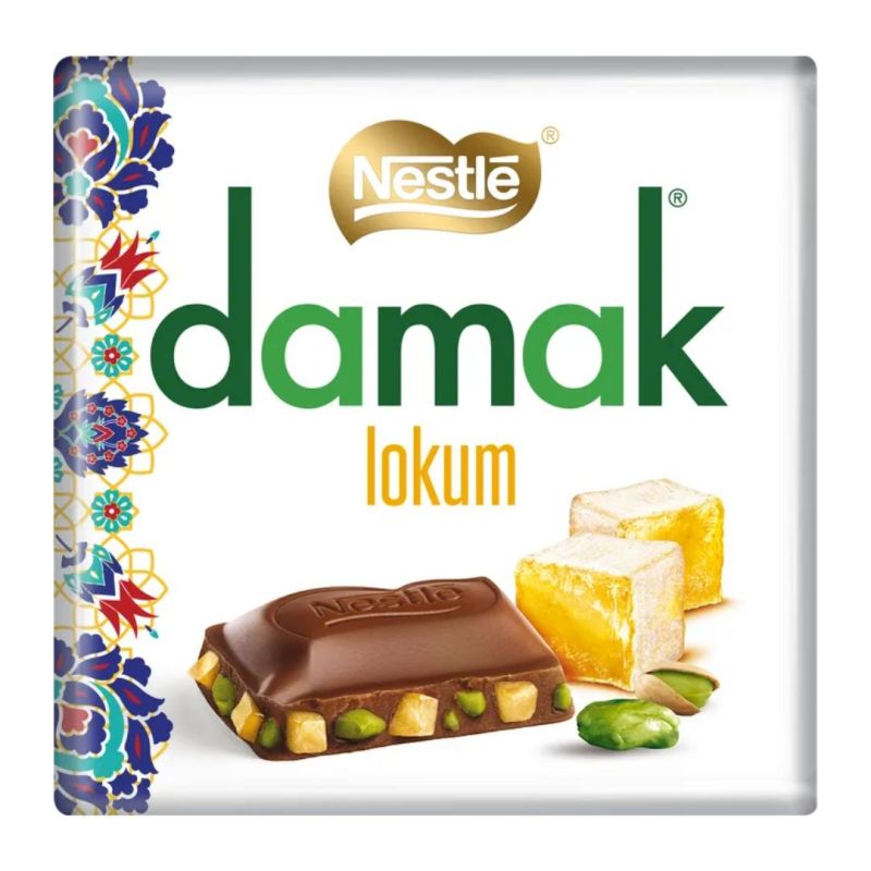Damak Lokum Square Chocolate with Pistachio & Turkish Delight – 60 g